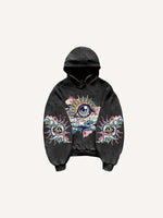 Eye&Cloud&Moon&Graphic Print Slant Pockets Hoodie