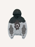 Colorblock Eye Faux Decal Print Slant Pockets Hoodie