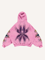 Eye&Wing Print Slant Pockets Hoodie