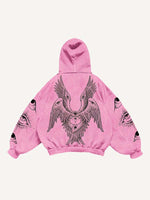 Wing&Eye&Graphic Print Slant Pockets Hoodie