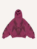 Wing&Eye&Graphic Print Slant Pockets Hoodie