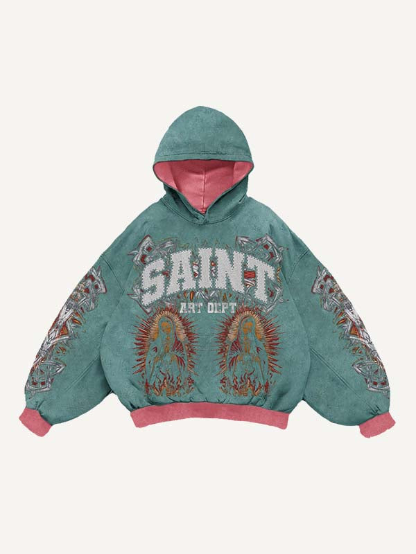 Mary&Pray&Letter&Graphic Print Slant Pockets Hoodie