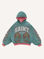 Mary&Pray&Letter&Graphic Print Slant Pockets Hoodie