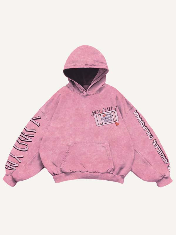 Heartbroken&Letter Graphic Print Slant Pockets Hoodie