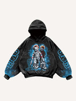 Halloween Horror Print Slant Pockets Hoodie