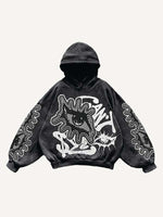 Eye&Letter Faux Decal Print Slant Pockets Hoodie
