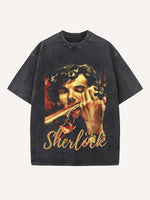 Sherlock Print Round Neck T-shirt