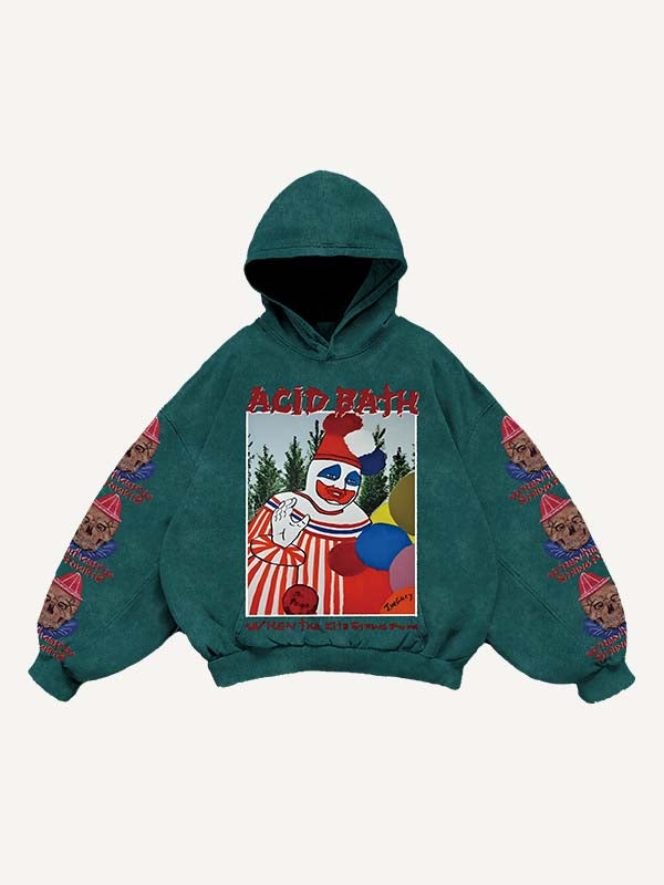 Skull&Joker&Letter Print Slant Pockets Hoodie