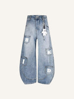 Letter Print Machete Wide-leg Jeans