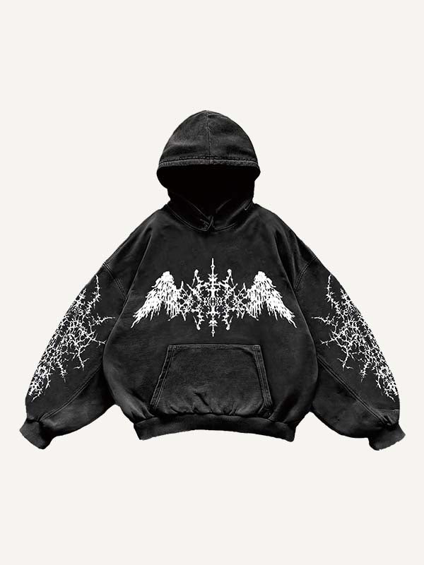 Figure&Wing Graphic Print Slant Pockets Hoodie