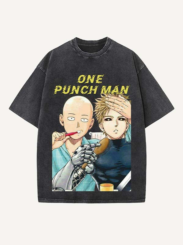 One-Punch Man Print Round Neck T-shirt