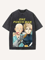 One-Punch Man Print Round Neck T-shirt