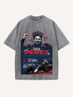 Sergio Perez Print Round Neck T-shirt