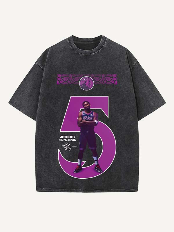 Anthony Edwards Print Round Neck T-shirt