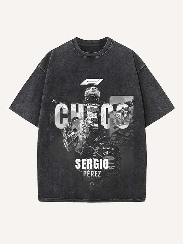 Sergio Perez Print Round Neck T-shirt