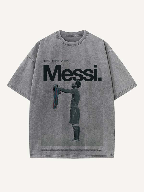 Lionel Messi Print Round Neck T-shirt