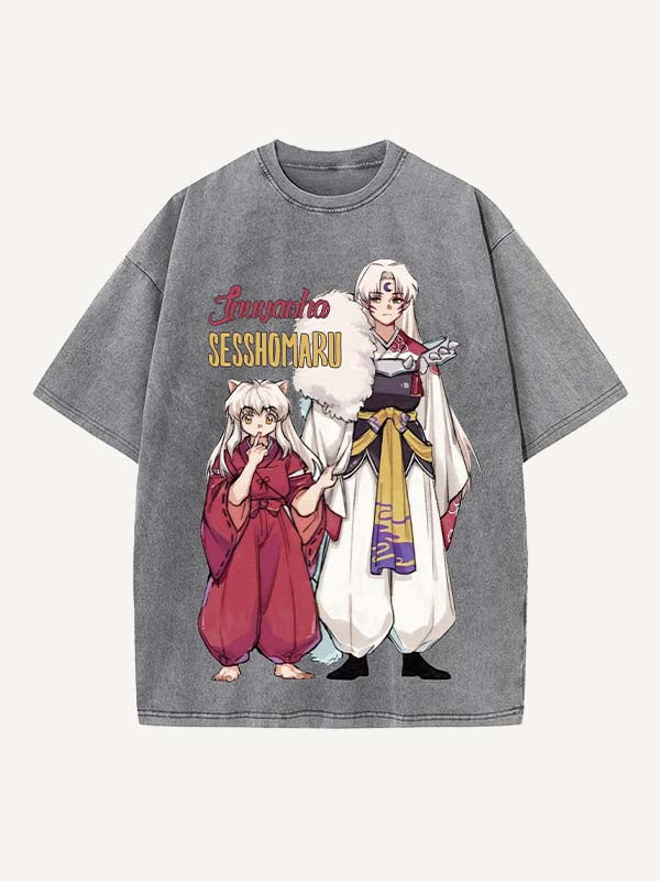 Inuyasha Print Round Neck T-shirt