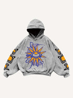 Moon&Eye&Graphic Print Slant Pockets Hoodie