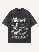 Diego Maradona Print Round Neck T-shirt