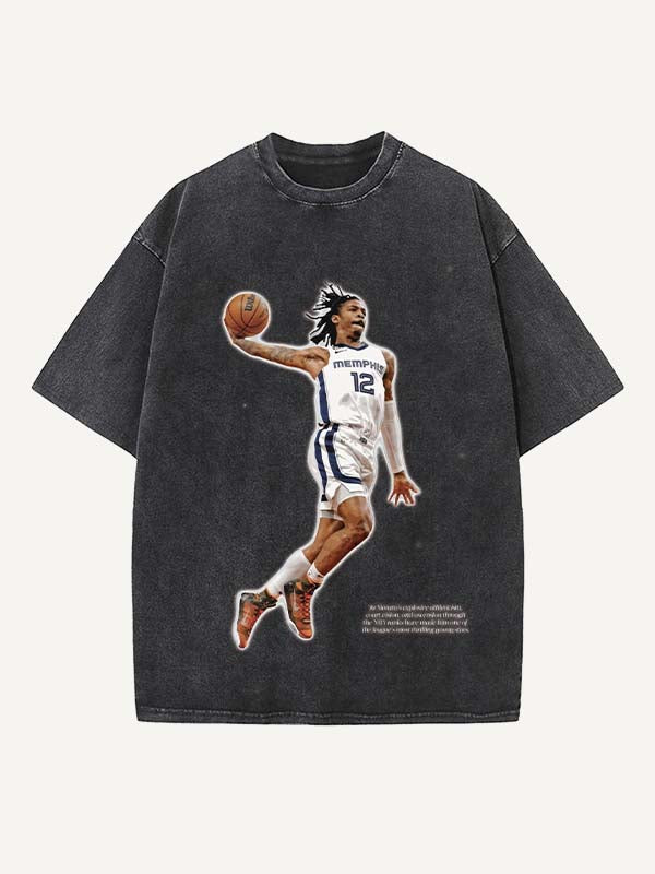 Ja Morant Print Round Neck T-shirt