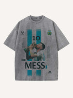Lionel Messi Print Round Neck T-shirt