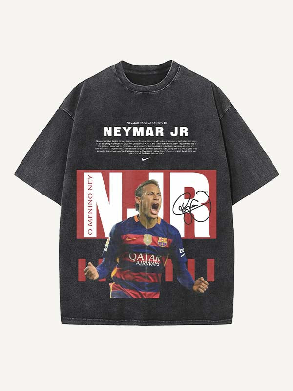 Neymar Print Round Neck T-shirt