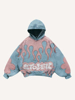 Colorblock Graphic Faux Decal Print Slant Pockets Hoodie