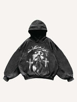 Jesus&Cross Print Slant Pockets Hoodie