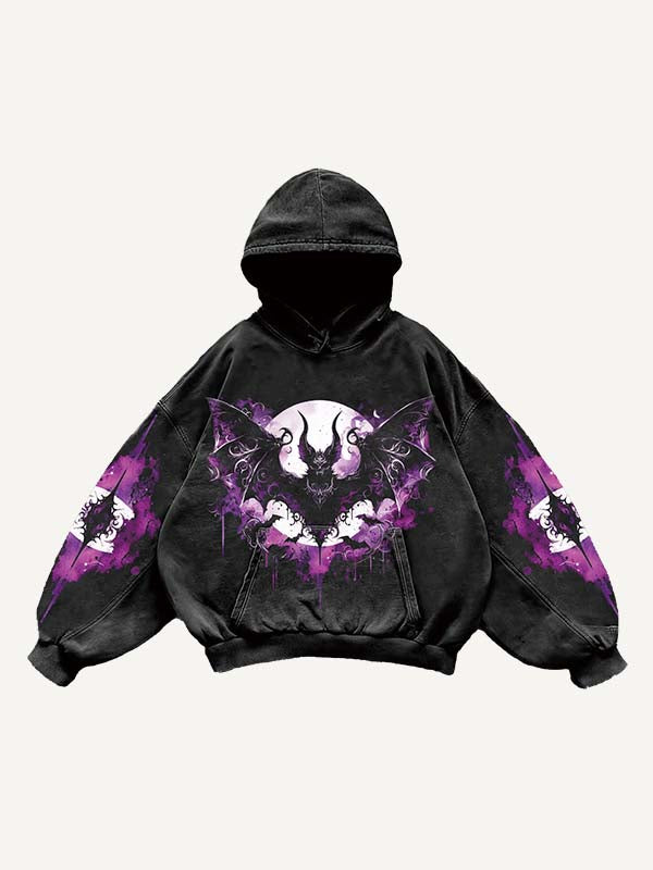 Halloween Figure&Bat&Graphic Print Slant Pockets Hoodie