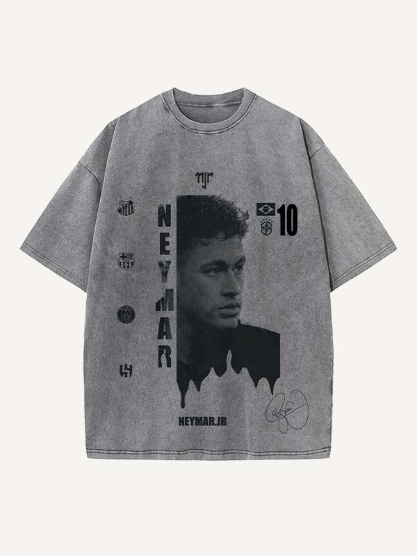 Neymar Print Round Neck T-shirt