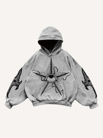 Evil Star&Eye&Graphic Print Slant Pockets Hoodie