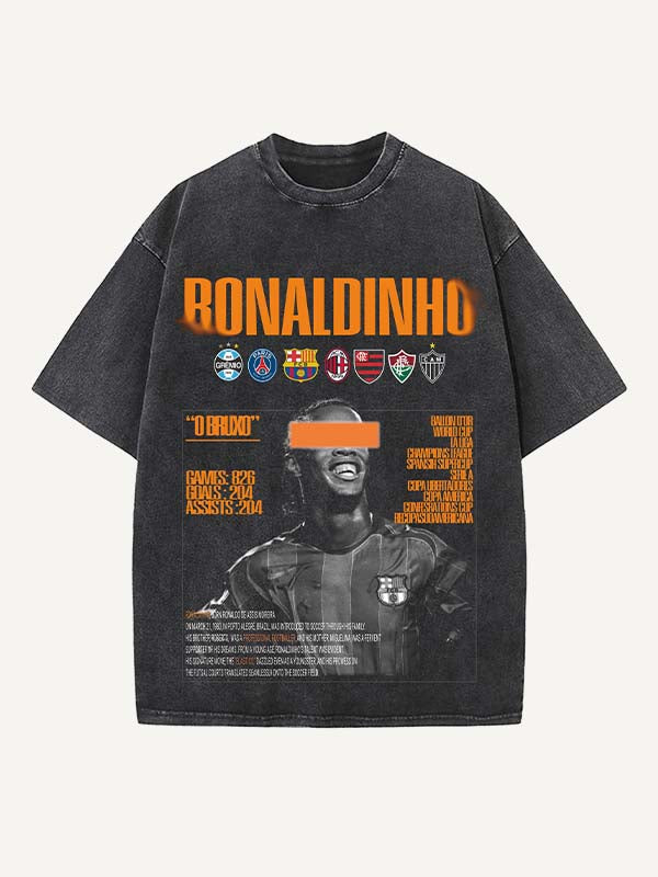 Ronaldinho Print Round Neck T-shirt