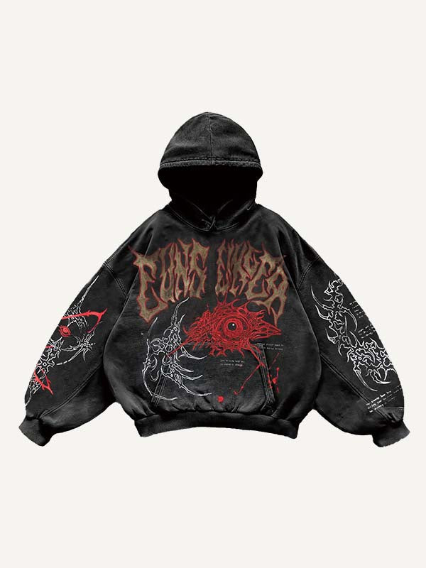 Eye&Graphic Print Slant Pockets Hoodie