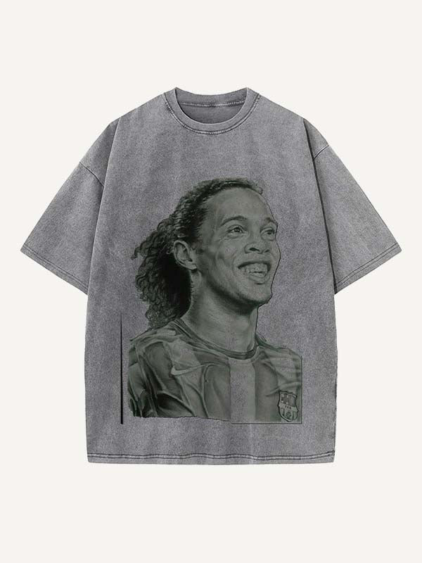 Ronaldinho Print Round Neck T-shirt