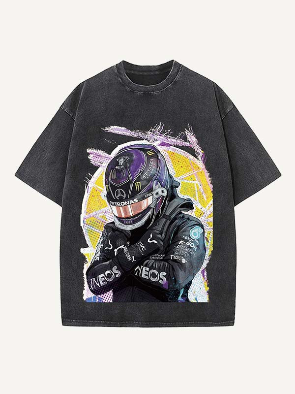 Lewis Hamilton Print Round Neck T-shirt