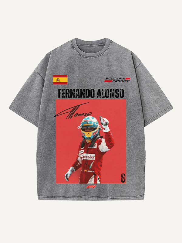 Fernando Alonso Print Round Neck T-shirt