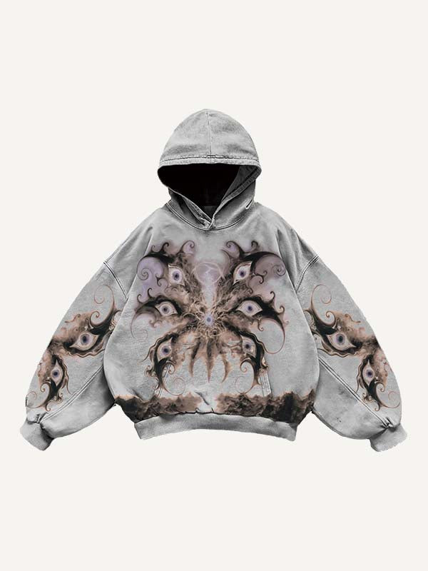Eye&Wing&Graphic Print Slant Pockets Hoodie
