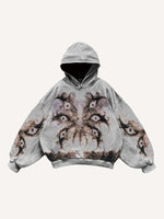 Eye&Wing&Graphic Print Slant Pockets Hoodie
