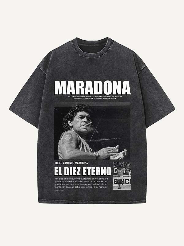 Diego Maradona Print Round Neck T-shirt