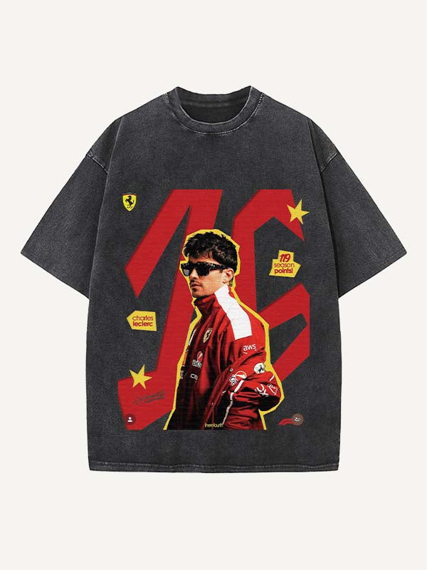 Charles Leclerc Print Round Neck T-shirt