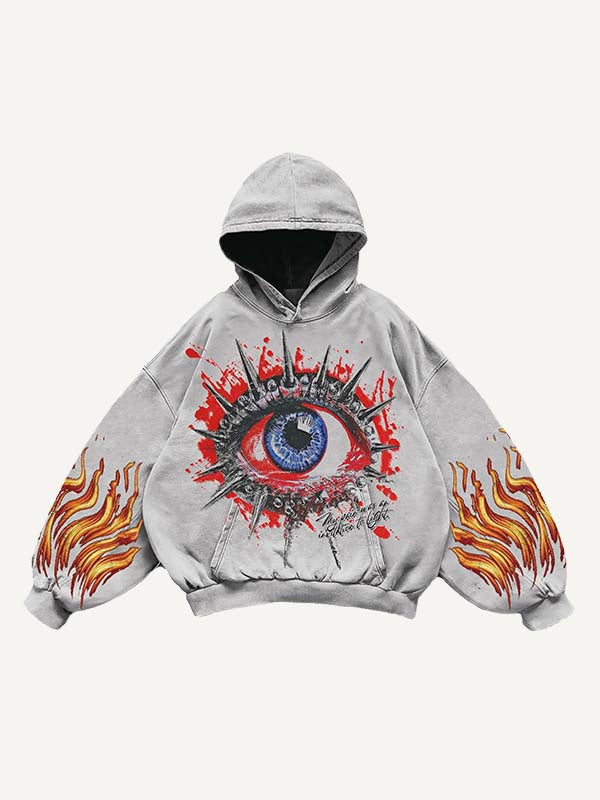 Eye&Graphic Print Slant Pockets Hoodie
