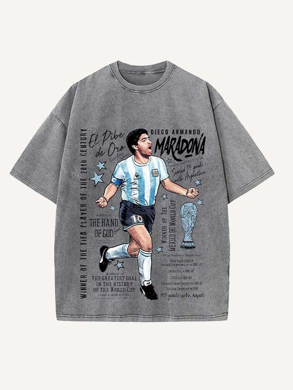 Diego Maradona Print Round Neck T-shirt