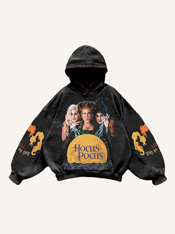 Halloween Hocus Pocus Print Slant Pockets Hoodie