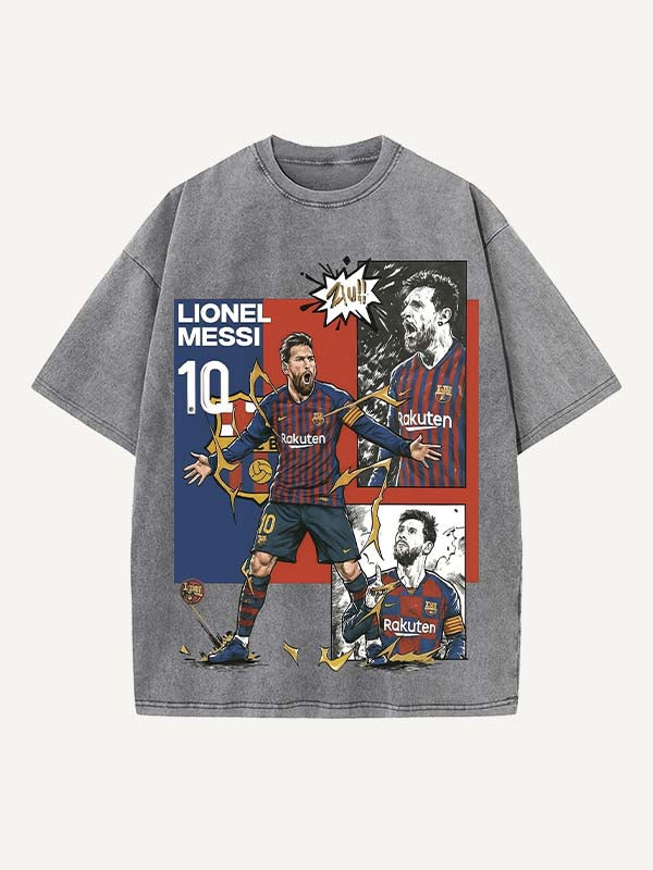 Lionel Messi Print Round Neck T-shirt