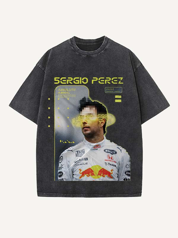 Sergio Perez Print Round Neck T-shirt