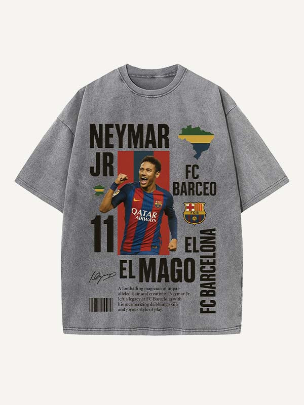 Neymar Print Round Neck T-shirt