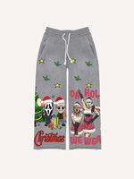 Christmas Horror Print Elastic Waist Pants