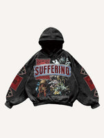 Figure&Money&Cross&Graphic&Letter Print Slant Pockets Hoodie