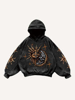 Evil Sun&Moon&Graphic Print Slant Pockets Hoodie