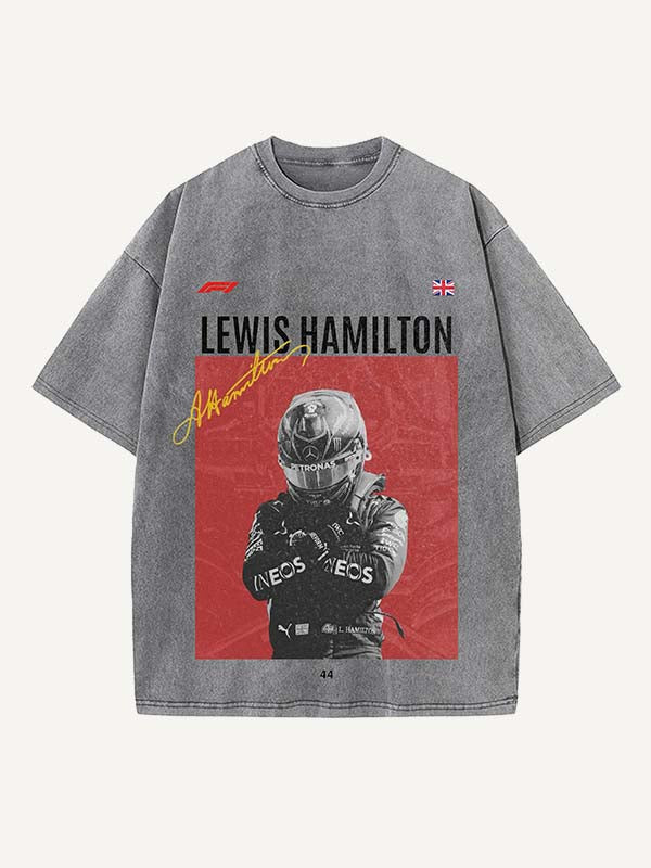 Lewis Hamilton Print Round Neck T-shirt